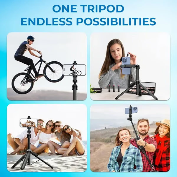 🔥 4-in-1 Multifunctional 360° Rotation Selfie Stick with Wireless Detachable Remote Control