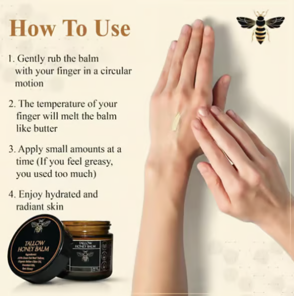 🔥Organic Grass-Fed Beef Tallow Balm with Raw Honey